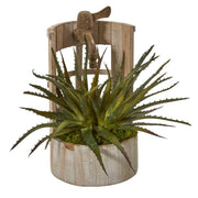 12" Aloe Artificial Plant in Faucet Planter